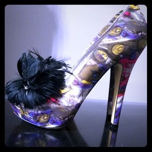 Multi-colored peep toe heels